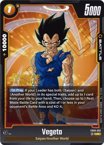 Vegeta - FB09-092 (FB09-092), Dual Evolution Release Event Cards — DB Fusion card price