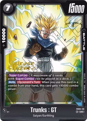 Trunks : GT - FB09-110 (FB09-110), Dual Evolution Release Event Cards — DB Fusion card price