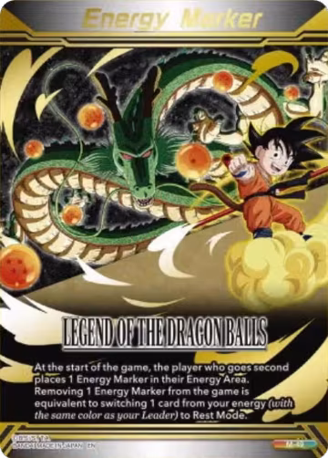 Energy Marker - Legend of the Dragon Balls (M-49) (Gold-Stamped) (M-49), Three Glorious Fighters — DB Super card price