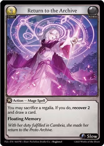 Return to the Archive (168), Promotional Cards — Grand Archive card price