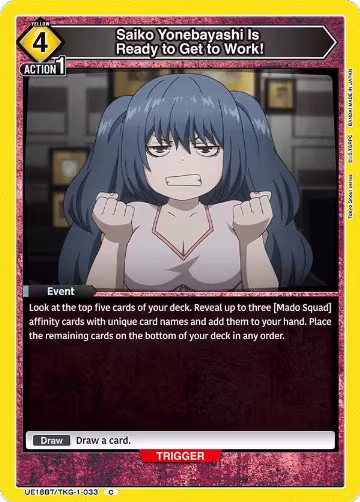 Saiko Yonebayashi Is Ready to Get to Work! (UE18BT/TKG-1-033), Tokyo Ghoul — Union Arena card price