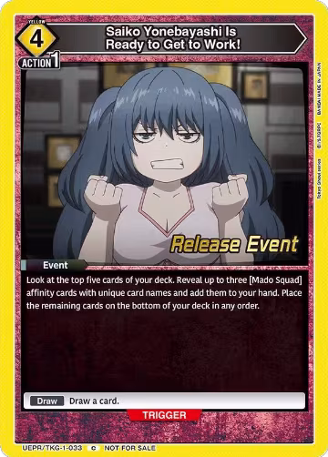 Saiko Yonebayashi Is Ready to Get to Work! (UEPR/TKG-1-033), Tokyo Ghoul Release Event Cards — Union Arena card price