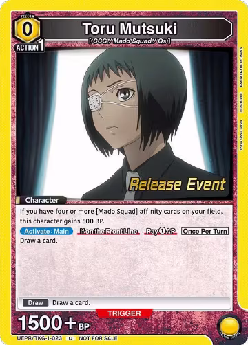 Toru Mutsuki (023) (UEPR/TKG-1-023), Tokyo Ghoul Release Event Cards — Union Arena card price