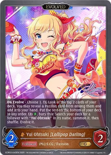 Yui Ohtsuki [Lollipop Darling] (Evolved) (ECP02-043EN), THE IDOLM@STER CINDERELLA GIRLS — Shadowverse card price