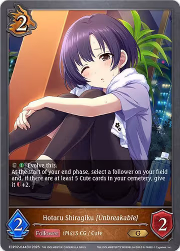 Hotaru Shiragiku [Unbreakable] (ECP02-044EN), THE IDOLM@STER CINDERELLA GIRLS — Shadowverse card price