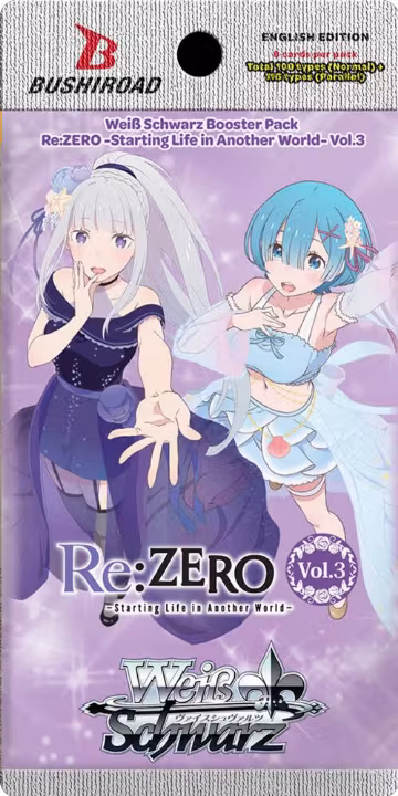 Re:ZERO -Starting Life in Another World- Vol. 3 Booster Pack, ZERO -Starting Life in Another World- Vol.3 — Weiß Schwarz sealed product price