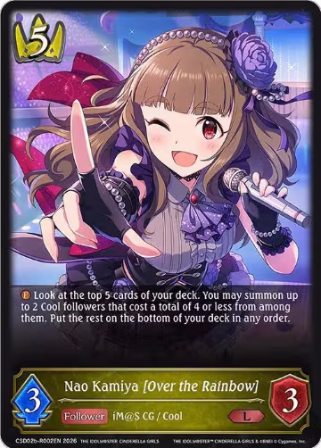 Nao Kamiya [Over the Rainbow] (Reprint) (CSD02b-R002EN), THE IDOLM@STER CINDERELLA GIRLS — Shadowverse card price