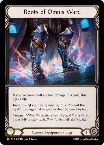 Boots of Omnis Ward (OMN204), Omens of the Third Age — Flesh & Blood card price