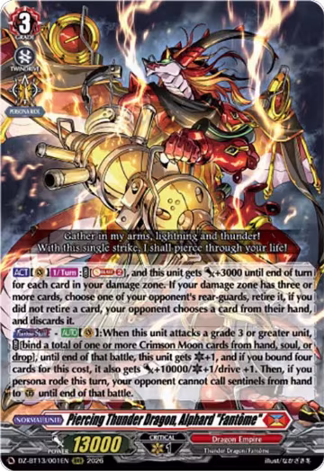 Piercing Thunder Dragon, Alphard "Fantome" (DZ-BT13/001EN), DZ-BT13: Parallactic Clash — Vanguard card price