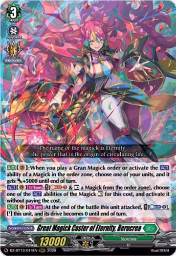 Great Magick Caster of Eternity, Berucrea (DZ-BT13/014EN), DZ-BT13: Parallactic Clash — Vanguard card price