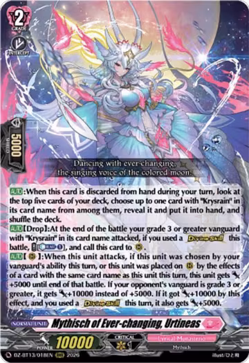 Mythisch of Ever-changing, Urtineas (DZ-BT13/018EN), DZ-BT13: Parallactic Clash — Vanguard card price