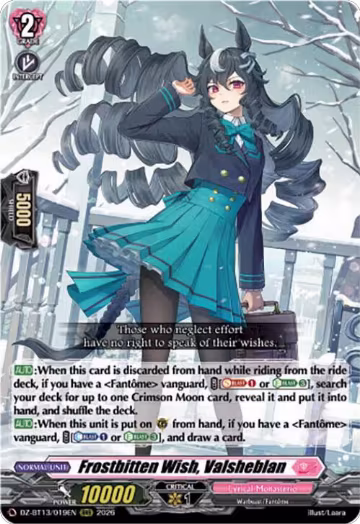 Frostbitten Wish, Valsheblan (DZ-BT13/019EN), DZ-BT13: Parallactic Clash — Vanguard card price