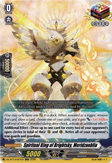 Spiritual King of Brightsky, Meridzanblia (DZ-BT13/027EN), DZ-BT13: Parallactic Clash — Vanguard card price