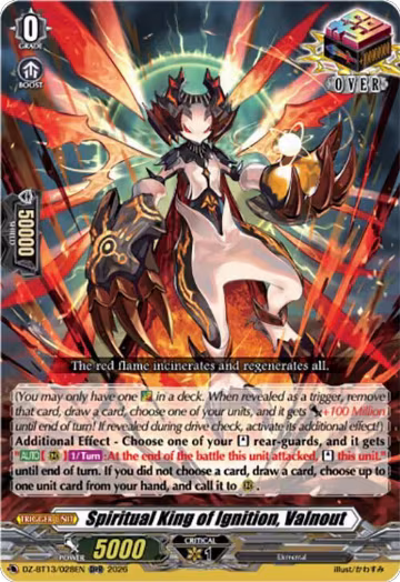 Spiritual King of Ignition, Valnout (DZ-BT13/028EN), DZ-BT13: Parallactic Clash — Vanguard card price