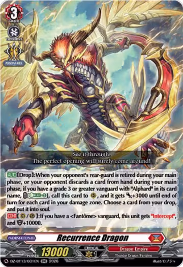 Recurrence Dragon (DZ-BT13/031EN), DZ-BT13: Parallactic Clash — Vanguard card price