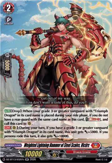 Weighted Lightning Hammer of Steel Scales, Victirs (DZ-BT13/032EN), DZ-BT13: Parallactic Clash — Vanguard card price