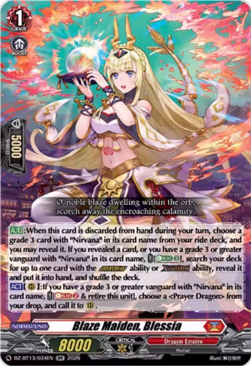 Blaze Maiden, Blessia (DZ-BT13/034EN), DZ-BT13: Parallactic Clash — Vanguard card price