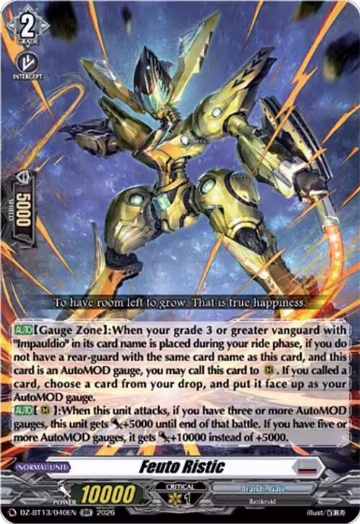 Feuto Ristic (DZ-BT13/040EN), DZ-BT13: Parallactic Clash — Vanguard card price