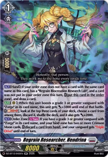 Regrain Researcher, Hendrina (DZ-BT13/042EN), DZ-BT13: Parallactic Clash — Vanguard card price