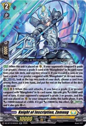 Knight of Inscription, Zamuug (DZ-BT13/045EN), DZ-BT13: Parallactic Clash — Vanguard card price