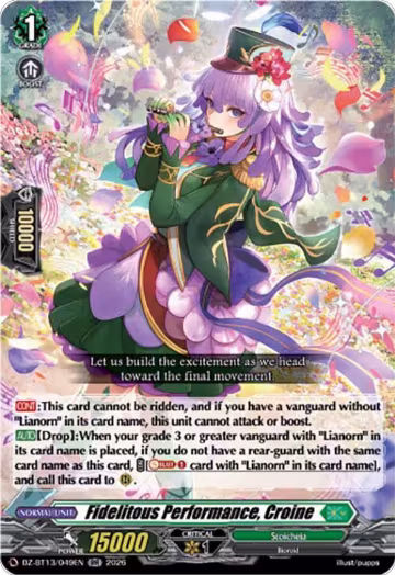 Fidelitous Performance, Croine (DZ-BT13/049EN), DZ-BT13: Parallactic Clash — Vanguard card price