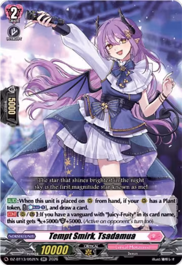 Tempt Smirk, Tsadamua (DZ-BT13/052EN), DZ-BT13: Parallactic Clash — Vanguard card price