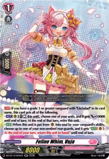 Feline Whim, Vuja (DZ-BT13/054EN), DZ-BT13: Parallactic Clash — Vanguard card price