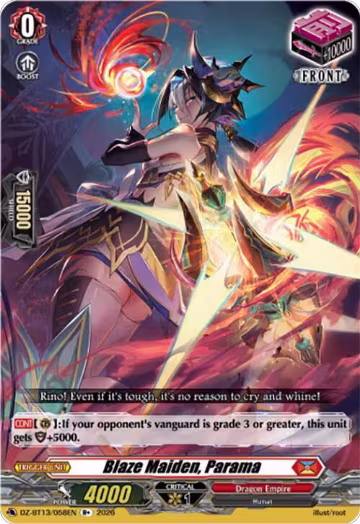 Blaze Maiden, Parama (DZ-BT13/058EN), DZ-BT13: Parallactic Clash — Vanguard card price