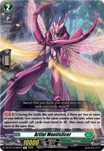 Artful Mantislicer (DZ-BT13/094EN), DZ-BT13: Parallactic Clash — Vanguard card price