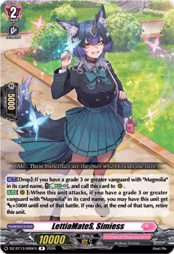 LettiaMateS, Simiess (DZ-BT13/099EN), DZ-BT13: Parallactic Clash — Vanguard card price