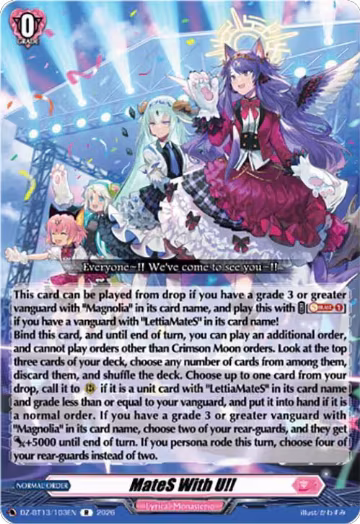 MateS With U!! (DZ-BT13/103EN), DZ-BT13: Parallactic Clash — Vanguard card price
