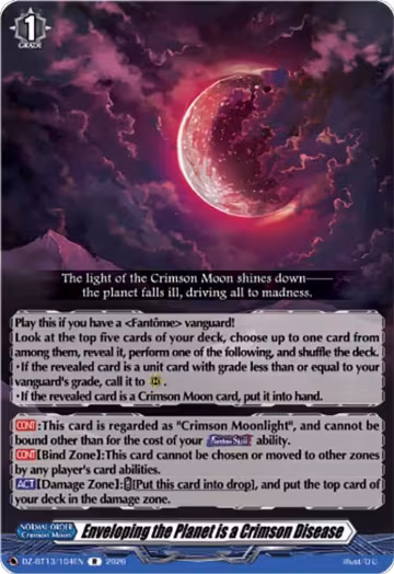Enveloping the Planet is a Crimson Disease (DZ-BT13/104EN), DZ-BT13: Parallactic Clash — Vanguard card price