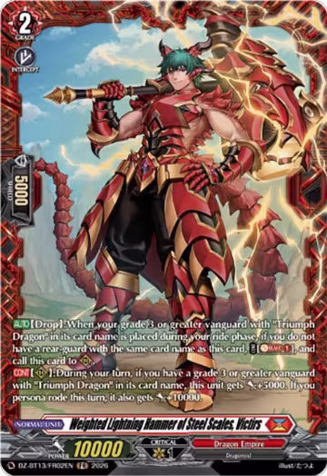 Weighted Lightning Hammer of Steel Scales, Victirs (FR) (DZ-BT13/FR02EN), DZ-BT13: Parallactic Clash — Vanguard card price