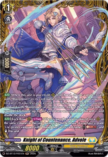 Knight of Countenance, Advole (FR) (DZ-BT13/FR31EN), DZ-BT13: Parallactic Clash — Vanguard card price