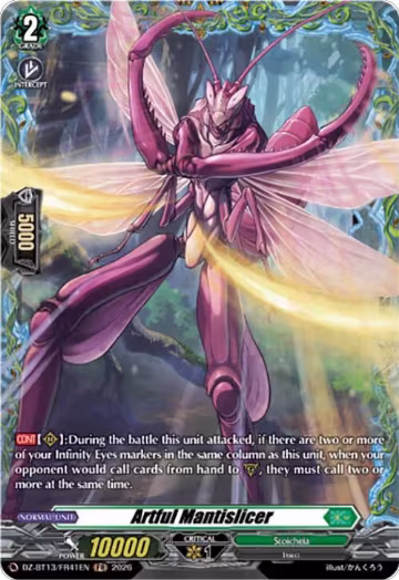 Artful Mantislicer (FR) (DZ-BT13/FR41EN), DZ-BT13: Parallactic Clash — Vanguard card price