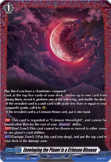 Enveloping the Planet is a Crimson Disease (FR) (DZ-BT13/FR56EN), DZ-BT13: Parallactic Clash — Vanguard card price