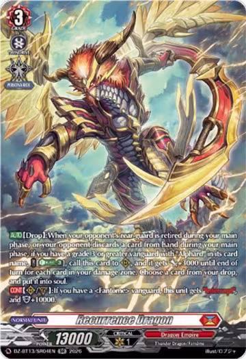 Recurrence Dragon (SR) (DZ-BT13/SR04EN), DZ-BT13: Parallactic Clash — Vanguard card price