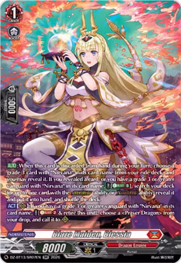 Blaze Maiden, Blessia (SR) (DZ-BT13/SR07EN), DZ-BT13: Parallactic Clash — Vanguard card price