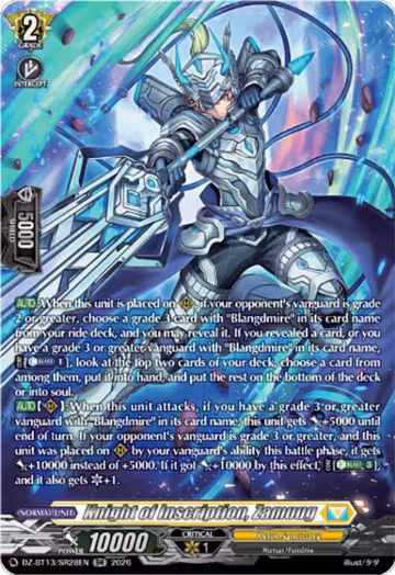 Knight of Inscription, Zamuug (SR) (DZ-BT13/SR28EN), DZ-BT13: Parallactic Clash — Vanguard card price
