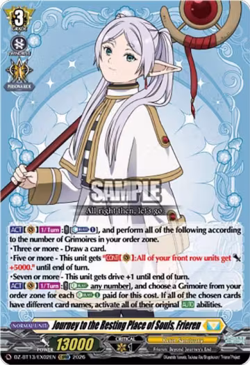 Journey to the Resting Place of Souls, Frieren (DZ-BT13/EX02EN), DZ-BT13: Parallactic Clash — Vanguard card price