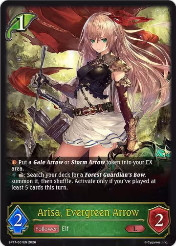 Arisa, Evergreen Arrow (BP17-001EN), Convergent Destinies — Shadowverse card price