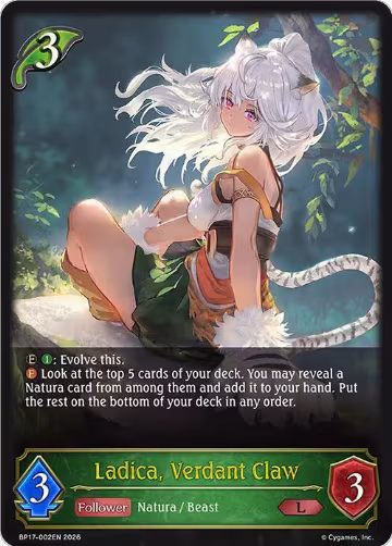 Ladica, Verdant Claw (BP17-002EN), Convergent Destinies — Shadowverse card price