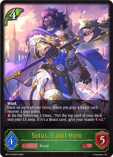 Setus, Sunlit Hero (BP17-004EN), Convergent Destinies — Shadowverse card price