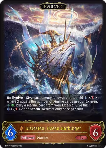Disrestan, Ocean Harbinger (Evolved) (BP17-058EN), Convergent Destinies — Shadowverse card price