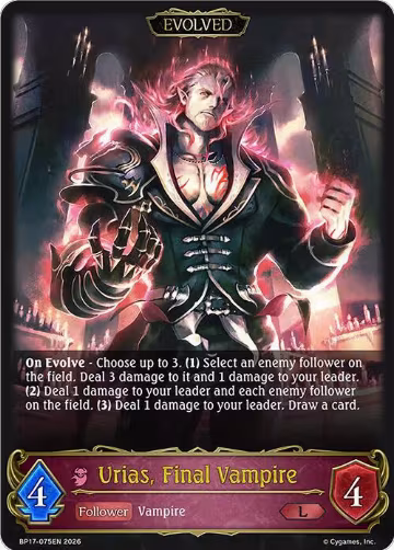 Urias, Final Vampire (Evolved) (BP17-075EN), Convergent Destinies — Shadowverse card price