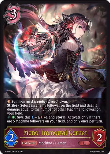 Mono, Immortal Garnet (BP17-076EN), Convergent Destinies — Shadowverse card price