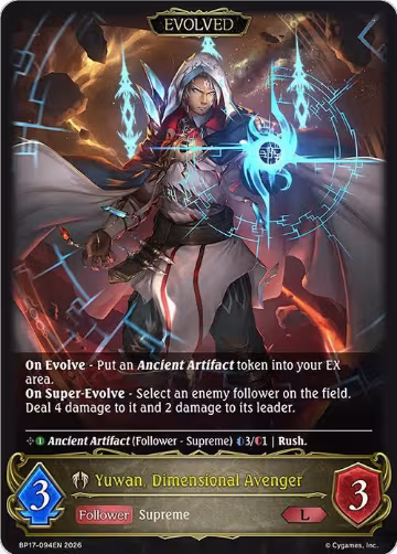 Yuwan, Dimensional Avenger (Evolved) (BP17-094EN), Convergent Destinies — Shadowverse card price