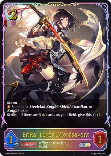 Erika, Loyal Swordsavant (SL) (BP17-SL05EN), Convergent Destinies — Shadowverse card price