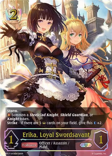 Erika, Loyal Swordsavant (U) (BP17-U03EN), Convergent Destinies — Shadowverse card price