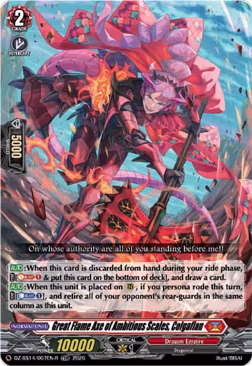 Great Flame Axe of Ambitious Scales, Colgaflan (TDR) (DZ-SS14/007EN-R), DZ-SS14: Dragonic Overlord Start Deck — Vanguard card price
